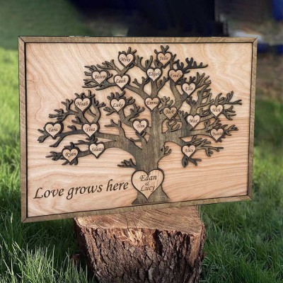 Personalized Family Tree Wood Sign Wall Art 50th 40th 30th 20th Anniversary Christmas Birthday Gift Idea