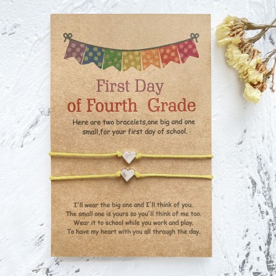 Back to School Bracelet First Day of Fourth Grade Gift for Kid Set of 2