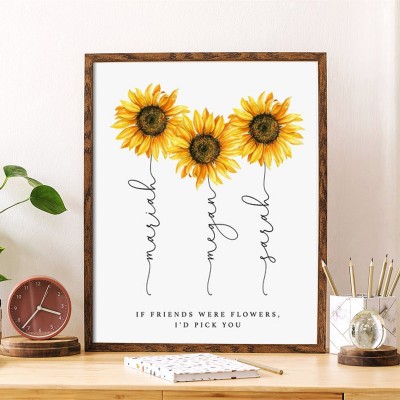 If Friend Were Flowers Frame Name Sign Personalized Sister Friend Family Gift