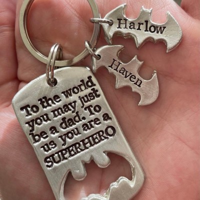 You Are My Hero Daddy Keychain With Kids Name Personalized Gifts For Father's Day