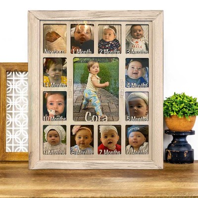 Personalized Baby Newborn First Year Photo Frame Display Board Nursery Gifts