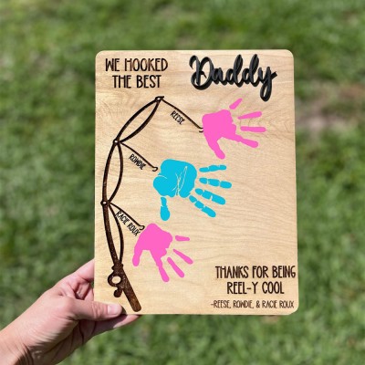 Personalized Daddy Fishing DIY Handprint Sign From Kids For Father's Day