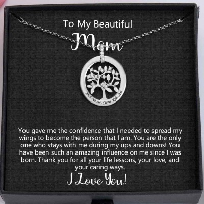 To My Beautiful Mom Custom Family Tree of Life Name Necklaces