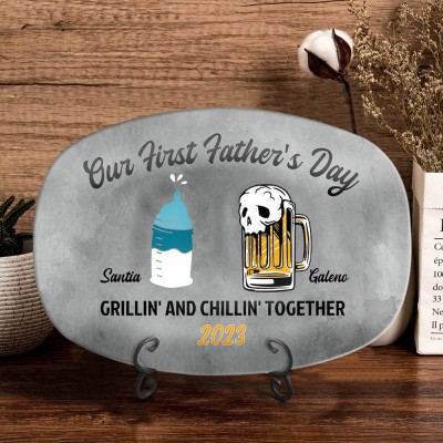 Personalized Our First Father's Day Together Platter For Dad Gift Ideas