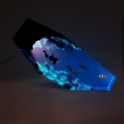 Resin Ocean Wood Lamp Humpback Whale Nemo and Couple Diver Home Decor Christmas Gift