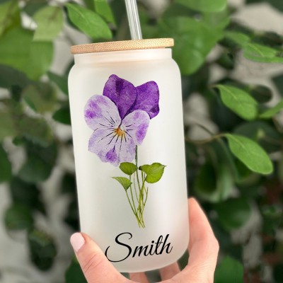 Personalized Birth Flower Tumbler For Her and Bridesmaid Bachelorette Party Gift