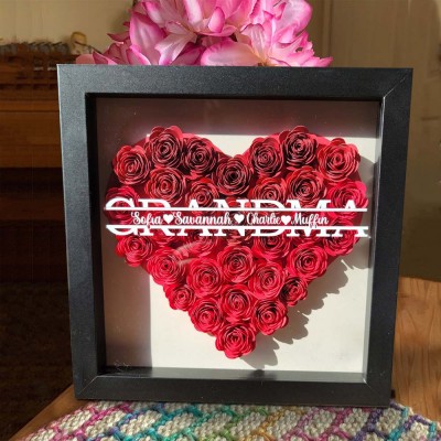 Personalized Grandma Flower Shadow Box With Name For Mother's Day Christmas