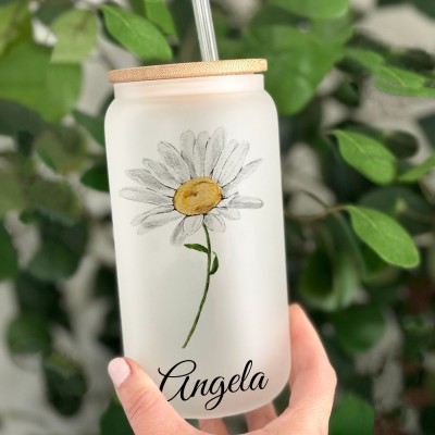 Personalized Birth Flower Tumbler For Her and Bridesmaid Bachelorette Party Gift