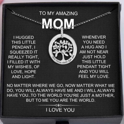 To My Amazing Mom Custom Family Tree of Life Name Necklaces