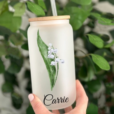 Personalized Birth Flower Tumbler For Her and Bridesmaid Bachelorette Party Gift