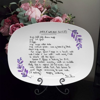 Personalized Handwritten Family Recipe Platter For Mom Grandma