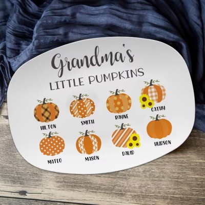 Custom Grandma's Little Pumpkins Platter With Grandkids Name For Mother's Day Christmas