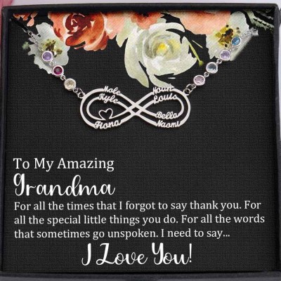 To My Amazing Grandma Custom Infinity Birthstone Necklace For Mother's Day Christmas