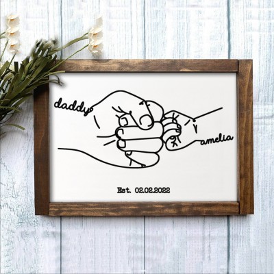 Personalized Hand Drawn Dad Daughter Son Fist Bump For Father's Day