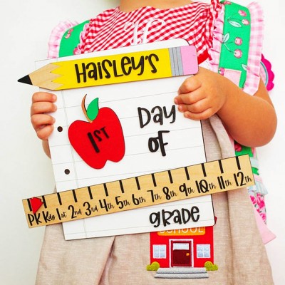 Personalized First/100th/Last Day of School Interchangeable Back to School Sign Prop For Kids