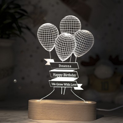 Personalized 3D Illusion Lamp Night With Names Engraved For Her Girlfriend Wife