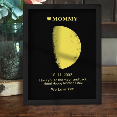 Custom Moon Phase Photo Wood Sign Warm Gift For Mother's Day