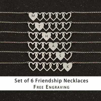 Personalized Best Friend Sister Friendship Necklaces For 6