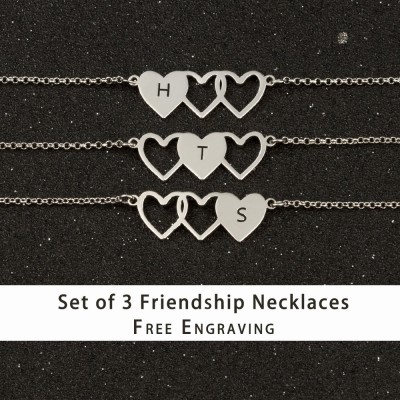 Personalized Best Friend Sister Friendship Necklaces For 3
