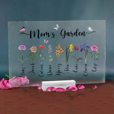 Custom Mom's Garden Birth Flower Acrylic Plaque Home Decor For Mother's Day Gift