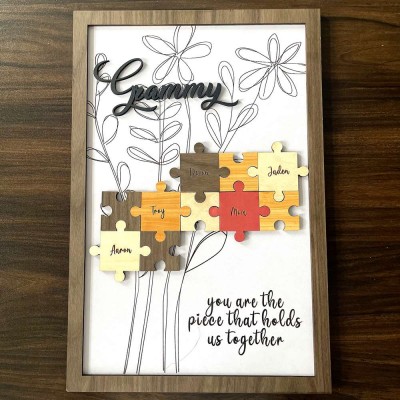 Personalized Granny You Are The Piece That Holds Us Together With Grandkids Name Mom Puzzle Sign