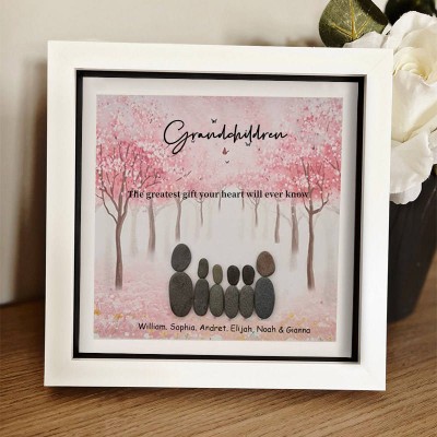 Personalized Family Pebble Art With Names For Grandma Mother Christmas's Day