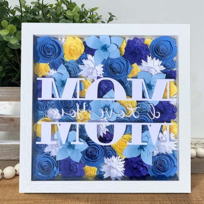 Personalized Mom Flower Shadow Box With Name For Mother's Day Christmas