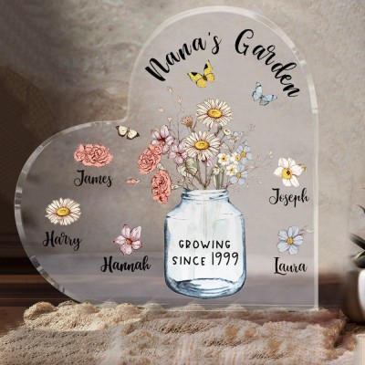Custom Nana's Garden Birth Flower Acrylic Plaque Home Decor For Mother's Day Gift