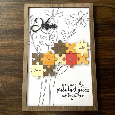 Personalized Mom You Are The Piece That Holds Us Together 1-20 Puzzles Pieces Name Sign Wall Decor For Mother's Day