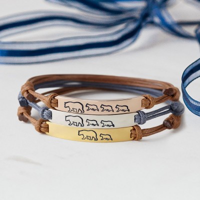 Personalized Mama Bear Bracelet Cuff For Mom Grandma