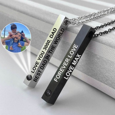 Personalized Photo Projection Necklace For Him Dad