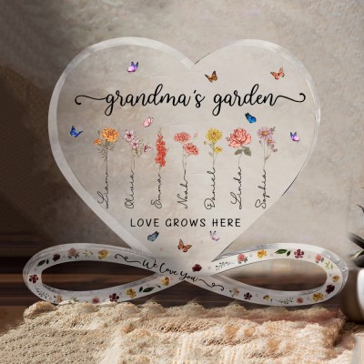 Custom Grandma's Garden Birth Flower Acrylic Plaque Home Decor For Mother's Day Gift