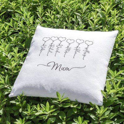 Personalized Family Pillow Engraving 1-16 Names For Mom Gift