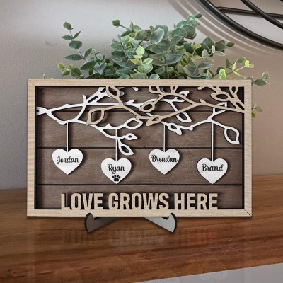 Personalized Family Tree Sign With Name Engraved Home Decor Anniversary Christmas Day Gift Ideas