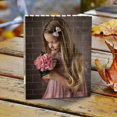 Personalized Photo Block Puzzle Building Brick Family Keepsake Gift For Kids