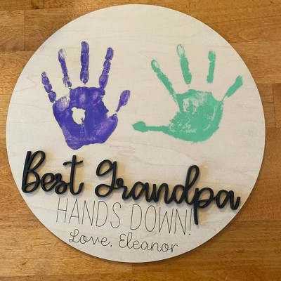 Personalized Best Grandpa Ever DIY Handprint Hands Down Sign For Father's Day