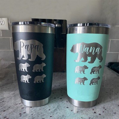 Personalized Mom Tumbler Mama Bear and Cubs For Mother's Day Christmas Birthday