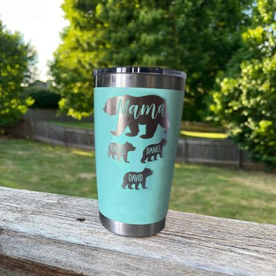 Personalized Mom Tumbler Mama Bear and Cubs For Mother's Day Christmas Birthday