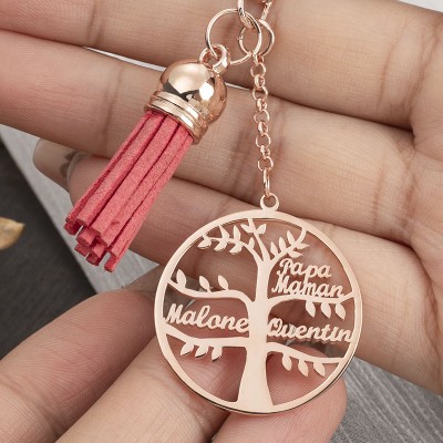 Custom Family Tree Keychain With 1-10 Names For Christmas Mother's Day