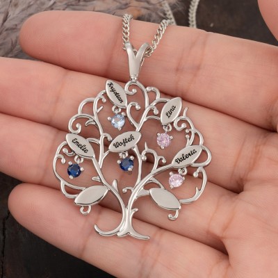 Personalized Family Tree Necklaces For Mother's Day Christmas Gift Ideas