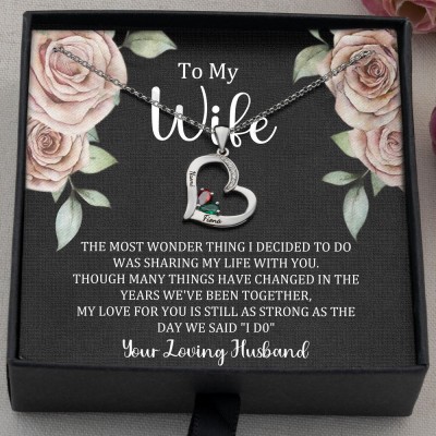 To My Wife Custom Heart Birthstone Necklaces