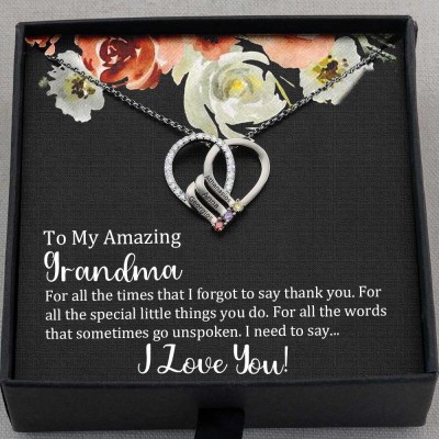 To My Amazing Grandma Custom Heart Birthstone Necklace For Mother's Day Christmas Gift Ideas