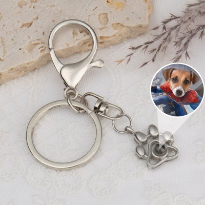 Personalized Memorial Photo Projection Keychain For Dog Pet Lovers