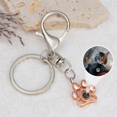 Personalized Photo Projection Keychain For Cat Dog Pet Lovers