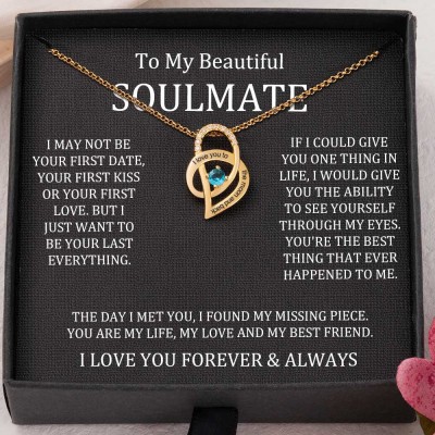 To My Soulmate I Love You To The Moon and Back Custom Heart Necklace For Valentine's Day