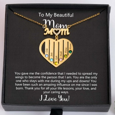 To My Mom Custom Heart Necklace For Mother's Day Christmas Birthday Gift Ideas