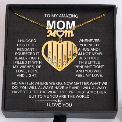 To My Mom Custom Heart Necklace For Mother's Day Christmas