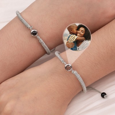 Personalized Memorial Photo Projection Charm Bracelet For Mom Dad