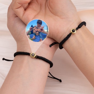 Personalized Memorial Photo Projection Charm Bracelet For Daughter From Dad Mom