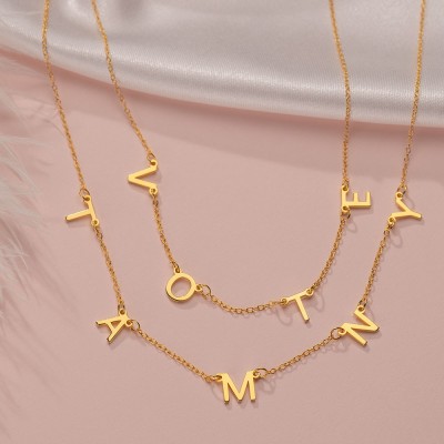 Personalized 1-10 Initial Letter Pendant Name Necklace For Her
